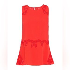 Jonathan Simkhai Red Sleeveless Lace-Detail Tank Top